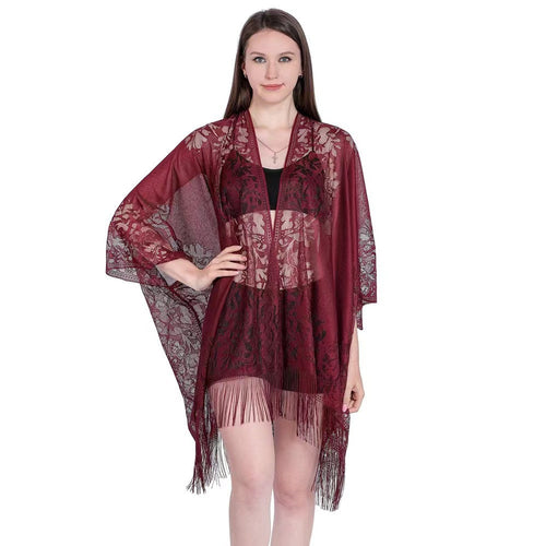 Lace fringed cardigan large shawl, sun protection shawl, women's